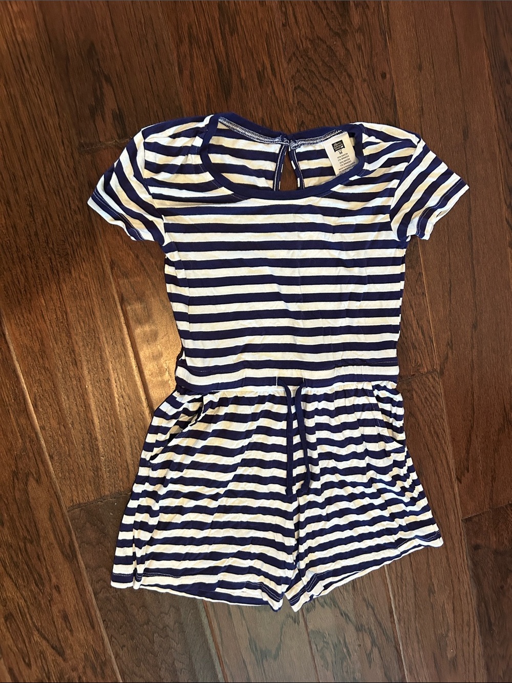 Alex’s Lemonade Stand Girl’s Blue and White Striped Short Sleeve Romper